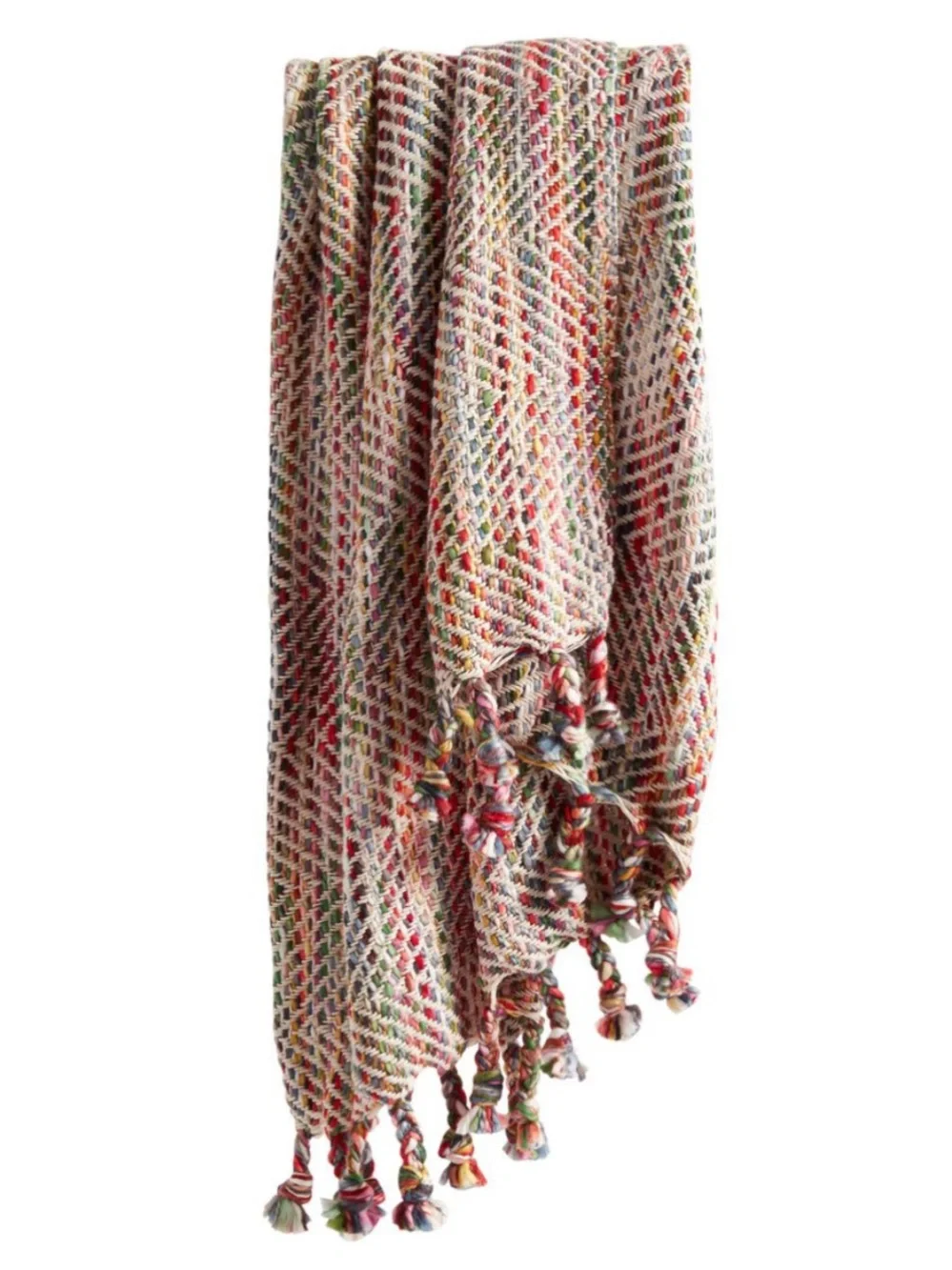Multicolor Stitch Fringe Throw Blanket